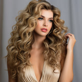 18 Inch Honey Blonde Medium Long Curly Wig